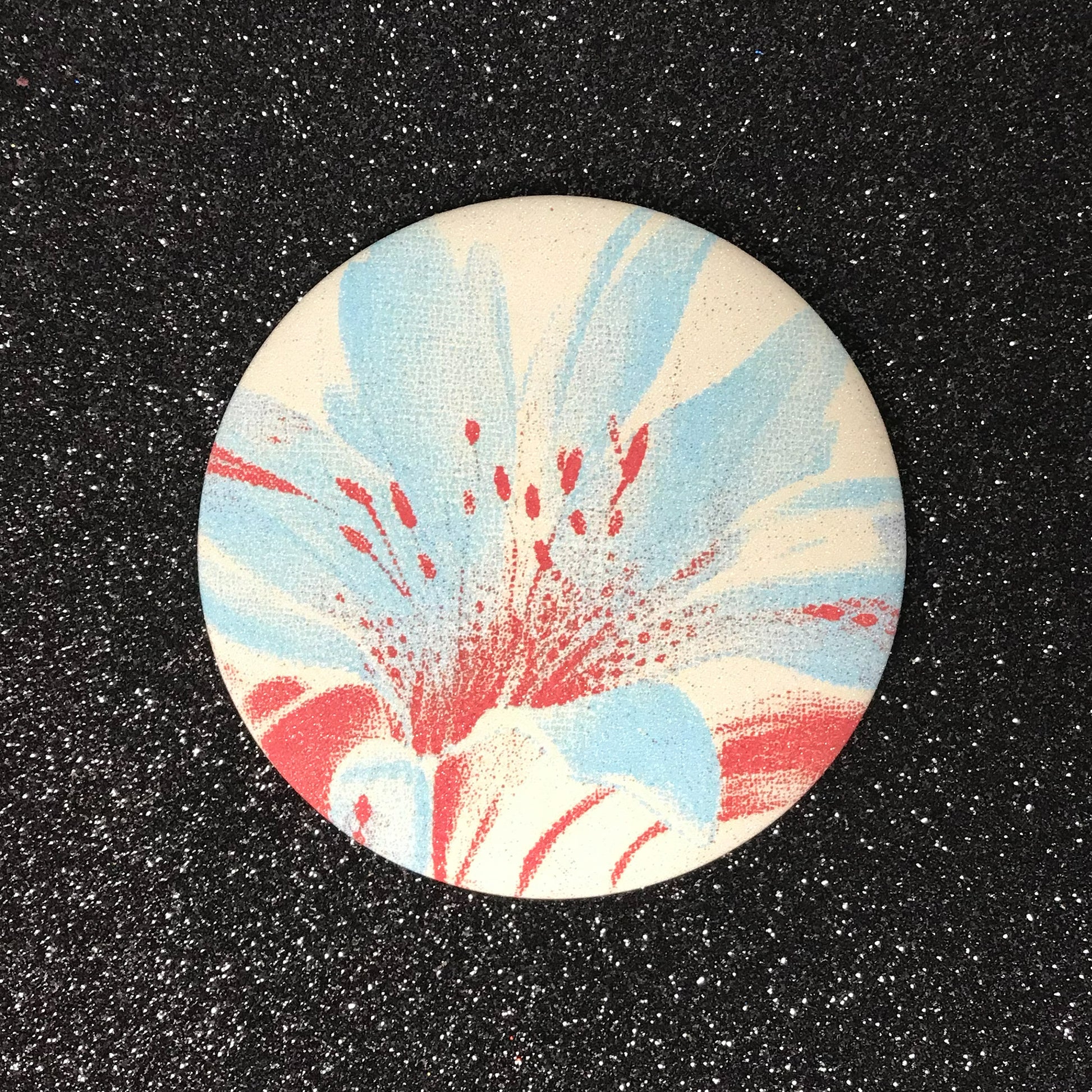Aqua rust soft bloom pocket mirror with cream background and floral print 