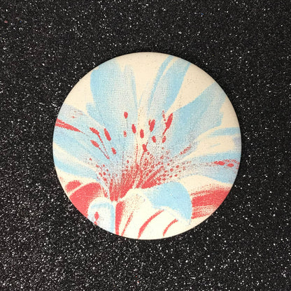 Aqua rust soft bloom pocket mirror with cream background and floral print 