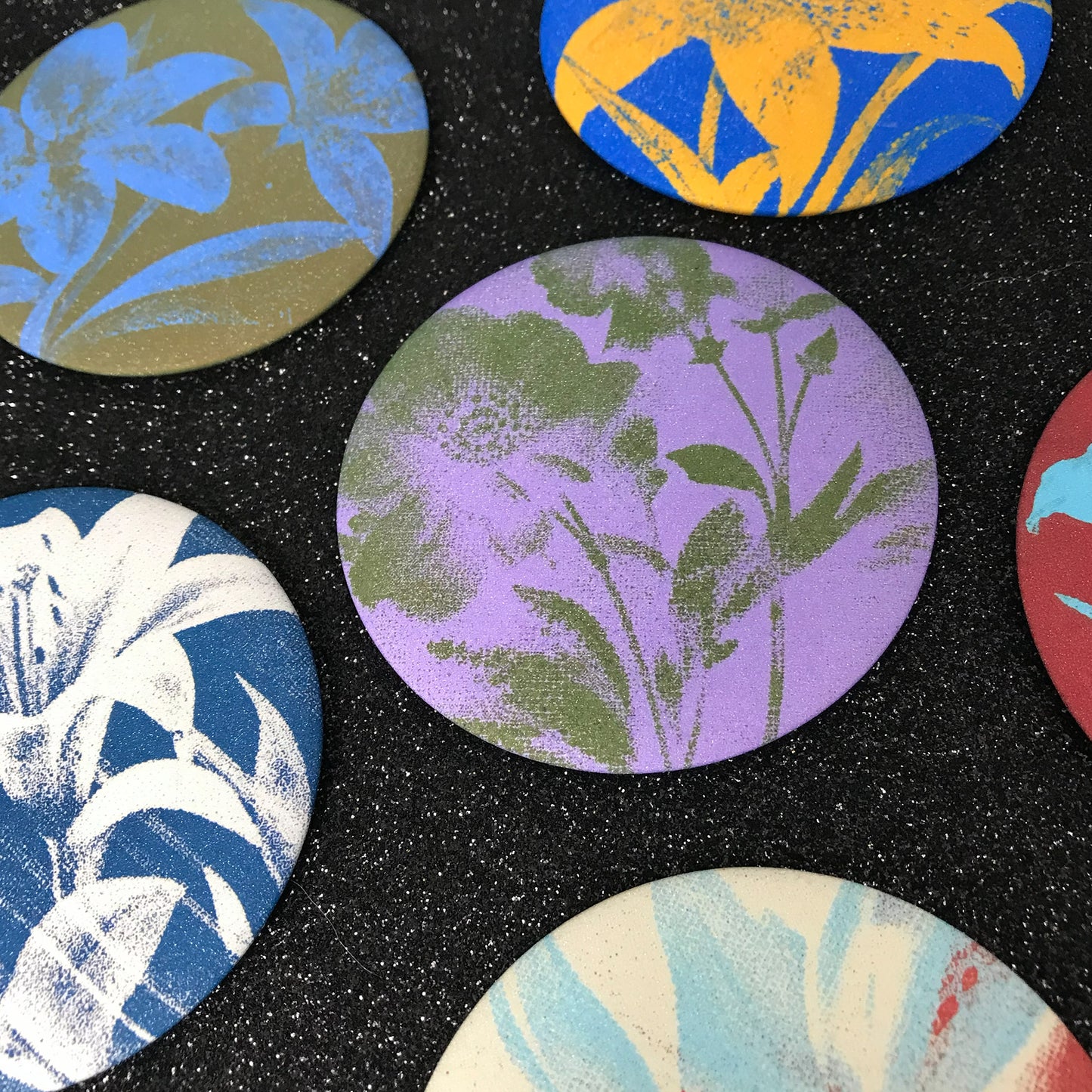 Soft floral pocket mirror with matte-touch printed back and faded texture