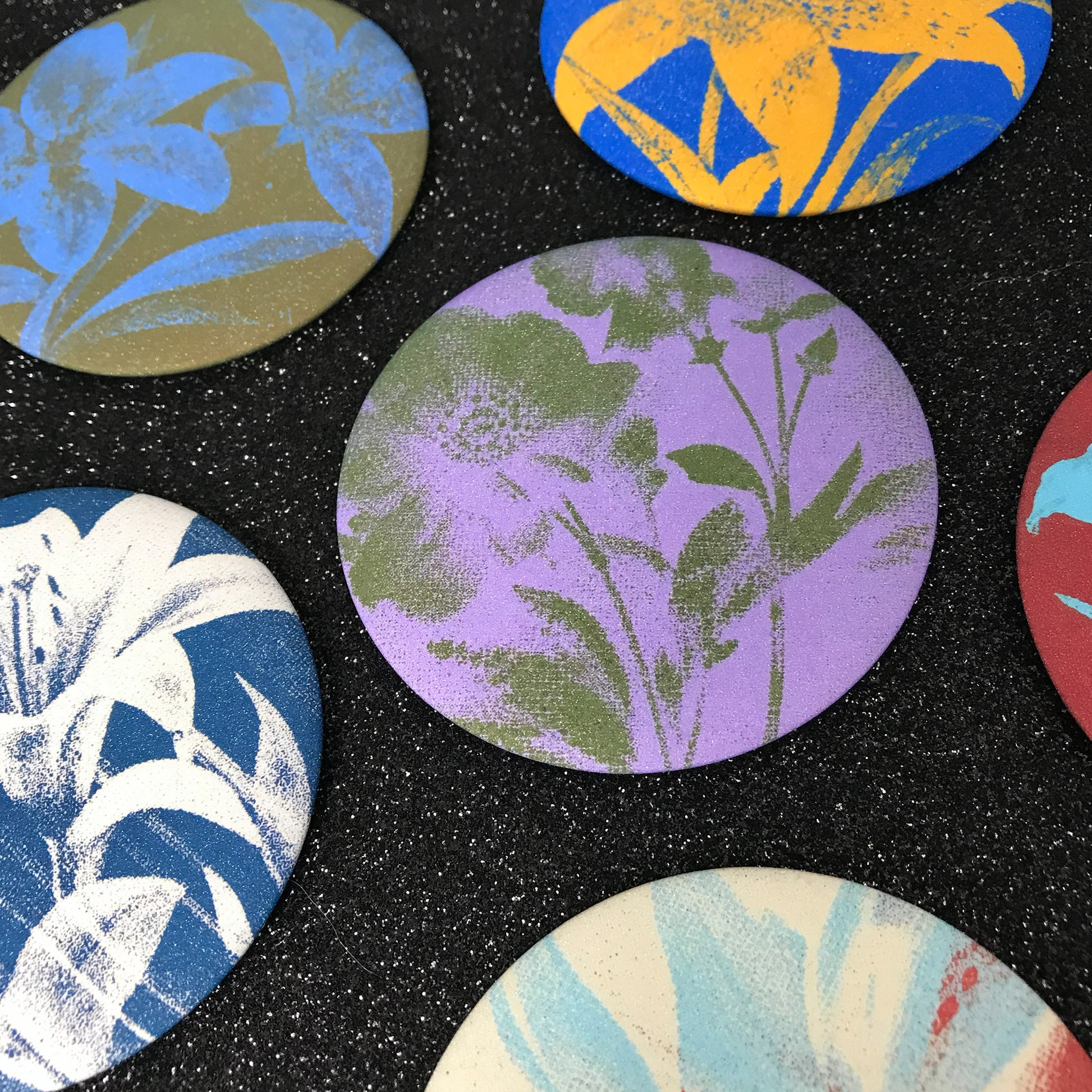 Soft floral pocket mirror with matte-touch printed back and faded texture