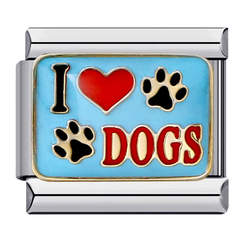 I Love Dogs charm featuring dog paw and love artwork