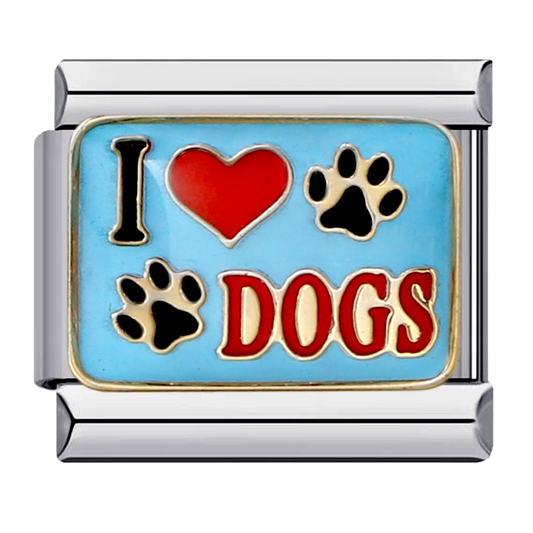 I Love Dogs charm featuring dog paw and love artwork