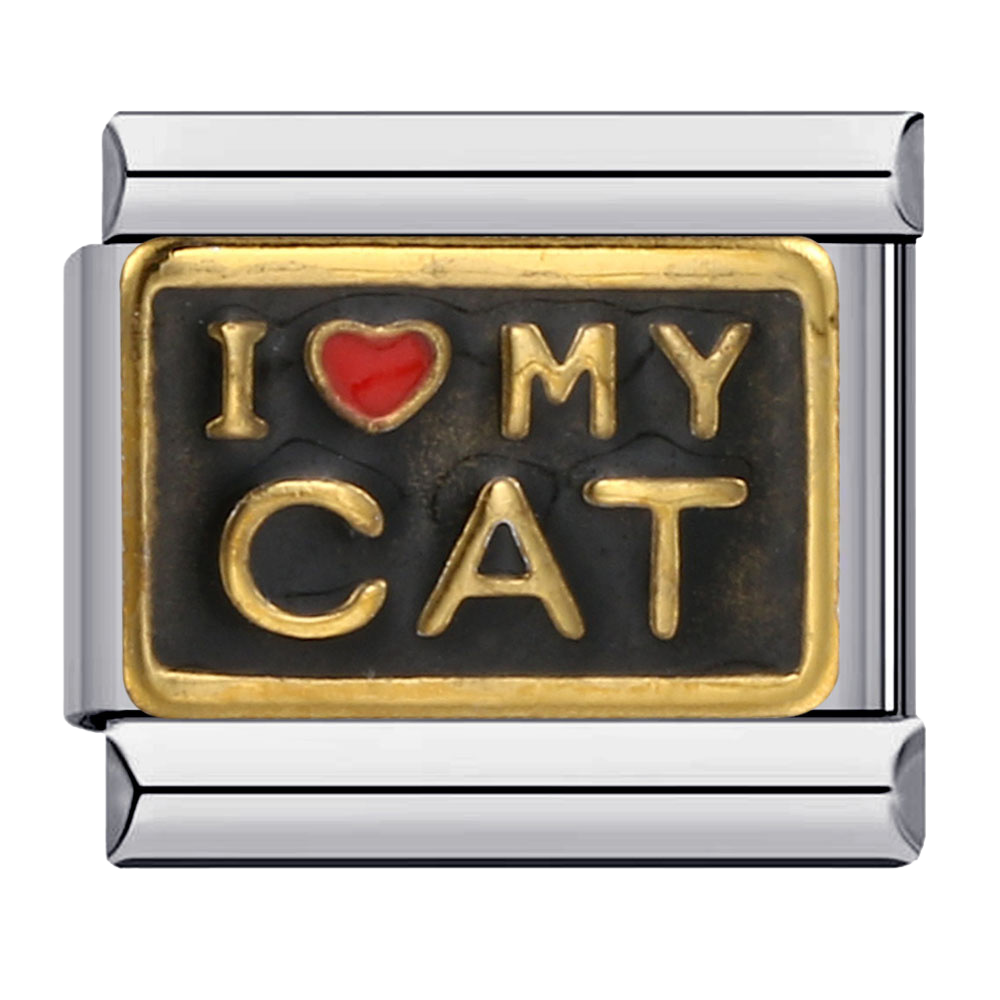 I Love My Cat charm featuring cat message artwork