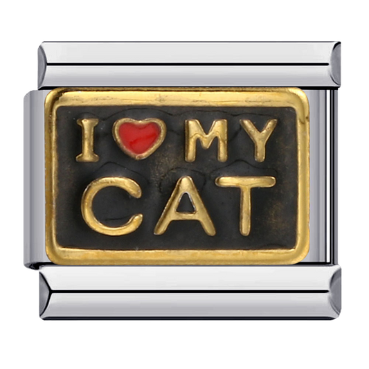 I Love My Cat charm featuring cat message artwork