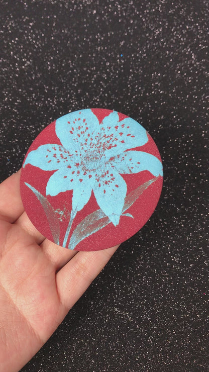 Rust Aqua Bloom Signal Pocket Mirror