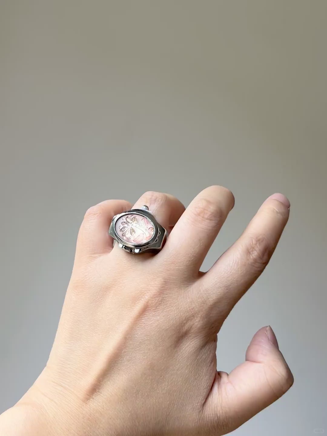 Tropical Y2K ring with watch-shaped silhouette and beach vacation styling mood