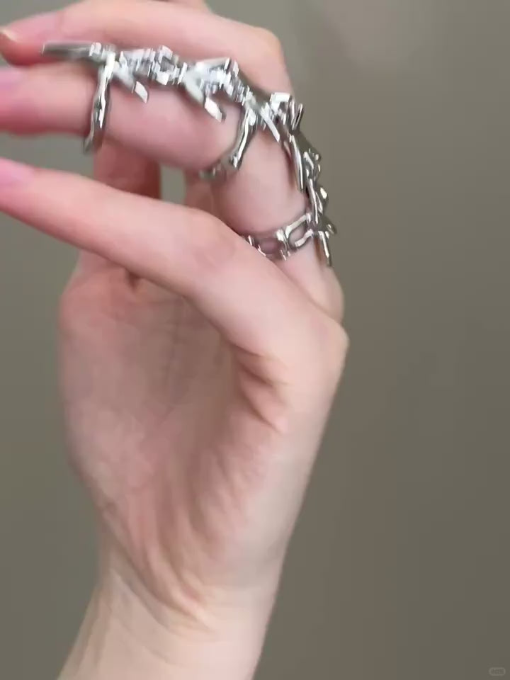 Thorn full finger ring made from titanium steel with adjustable open design