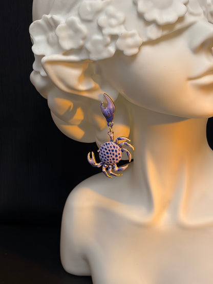 Oceancore crab drop earrings styled as a playful sea-inspired jewelry piece